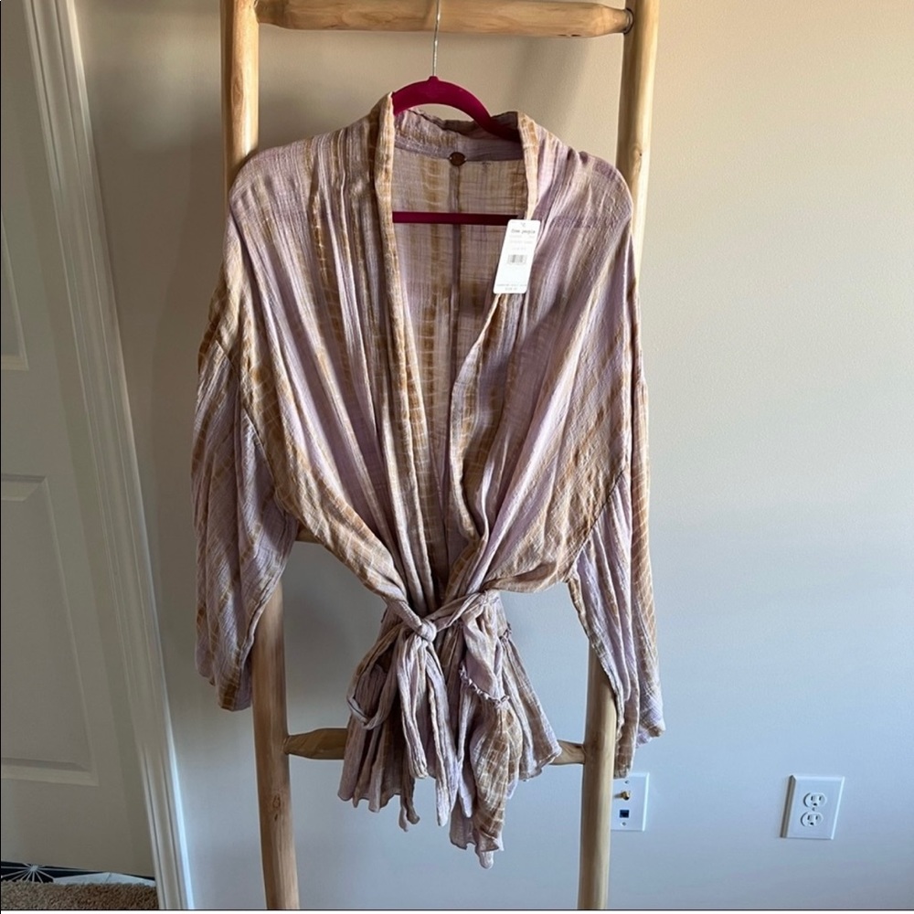 Free People tie dye wrap blouse